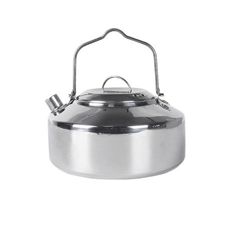 Utomhus Vattenkokare i Rostfritt Stål med Låsbart Handtag Camping Hängande Gryta Bärbar Kaffe Gryta Picknick Köksredskap 1L (Silver)