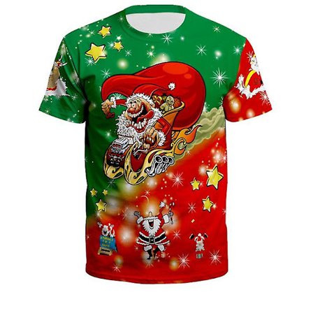 Lady Men Christmas 3d Print Kortärmad T-shirt Toppar