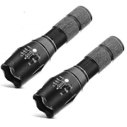 Ultra LED-lommelygte med justerbart fokus og 5 tilstande til Cam og Hi (2-pak)