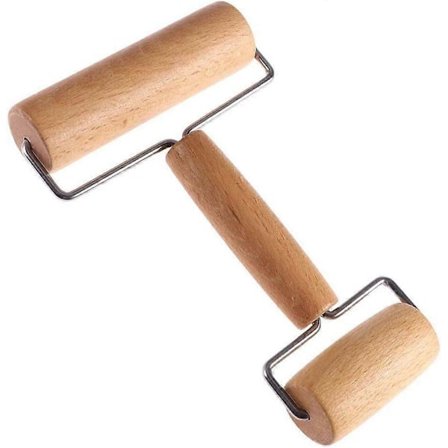 2025 Egnet Rulle-Pizza Roller, H-Formet Rulle med Metallakse Laget av Bøk Tre for Baking