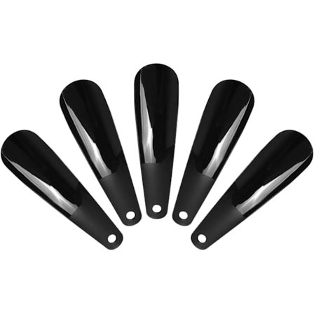 5 stk. skohorn i plast, sort, komfortabel skohorn, skohjælper, lille skohorn, påklædningshjælpemiddel til mænd, kvinder, børn og ældre med krog, nem 