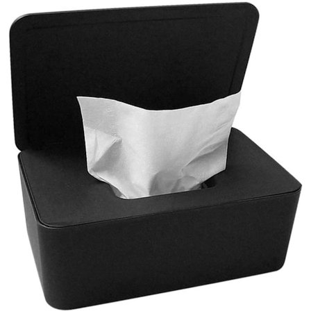 Fuktig, våtservettdispenser Servettlåda med lock Servettlåda Hållare Handduksuttag Baby Dammtät Förvaringslåda Servettförvaring Svart