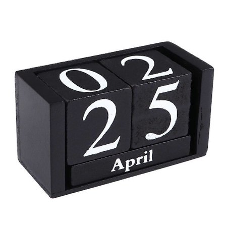 Skrivebordskalender i tre, vintage kalender, skrivebordskalender med treblokker, måned- og datovisning