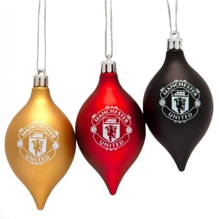 Manchester United Fc Vintage Christmas Bauble (pack Of 3) One S