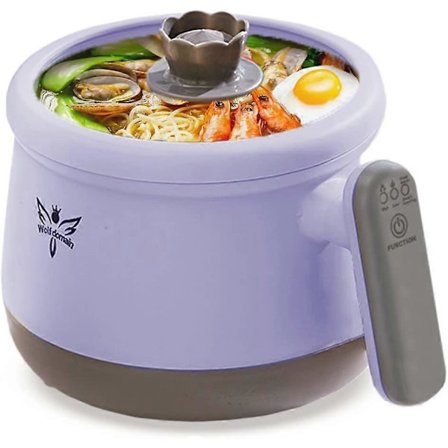 Smart Automatisk Multifunktionel Elektrisk Gryde 1.8L, Shabu Shabu Mini Non-Stick Gryde med Multi-Effekt Kontrol, Elektrisk Komfur med Hærdet Glas