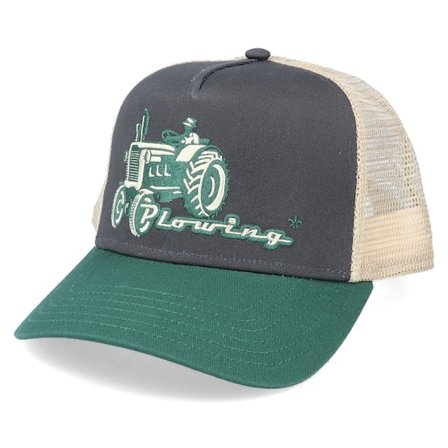 Lierys - Šedá trucker Kšiltovka - Plowing Grey/Green/Beige Trucker @ Hatstore