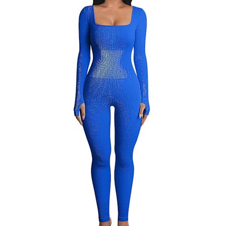 Brannsalg - Dame Jumpsuits Dame Yoga Jumpsuits Trening Ribbet Lang Ermet Sport Jumpsuits Ny