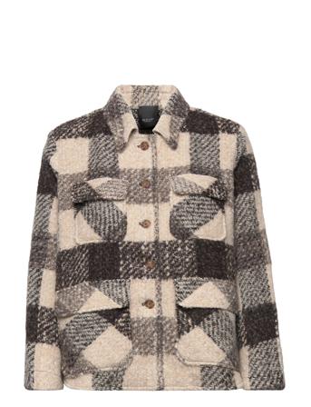 6692 - Camelo N Uldjakke Jakke Multi/mønstret SAND