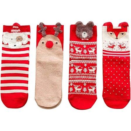 4-pakke damestrømper til jul, juledekorasjoner til hjemmet[CO]