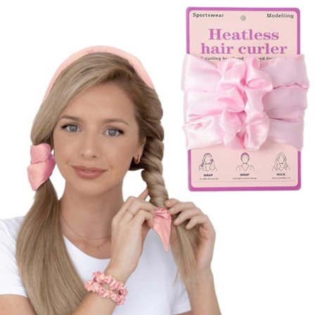 Mjuk Varmeløs Krøllejern Kunstsilke - Skånsomt Krøllet Hår Uden Varme - Hair Curler rosa