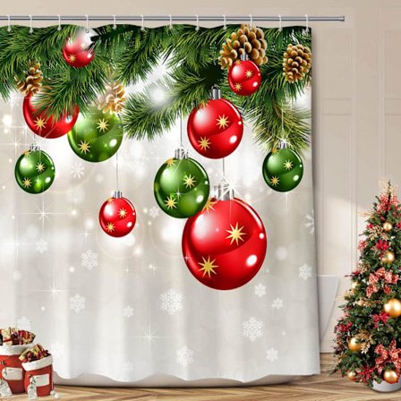 Vihreä jouluinen suihkuverhosetti, värikäs jouluinen kangas, ZQKLA