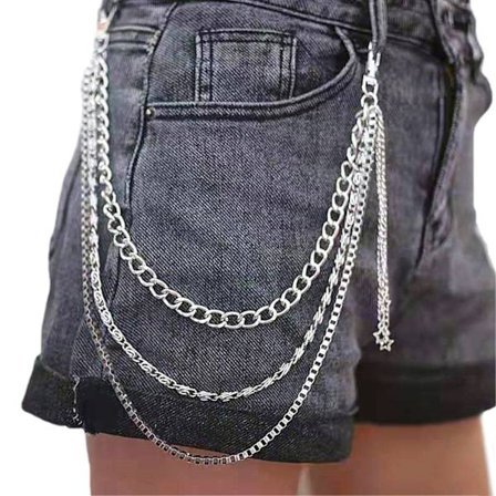 Hip Hop Pant Chain Punk Byxor Chain Biker Heavy Tjock Plånbok Kedjor för tjejer