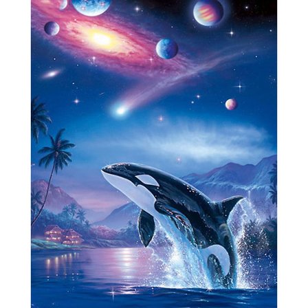 Dww-30x40 cm 5D DIY Full Diamond Painting, Dolphin Diamond Painting DIY Diamond Rhinestone Canvas Cross Stitch Painting by Number for Home Decor
