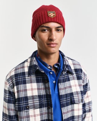 GANT - Lue i ull med badge til herre cherry red