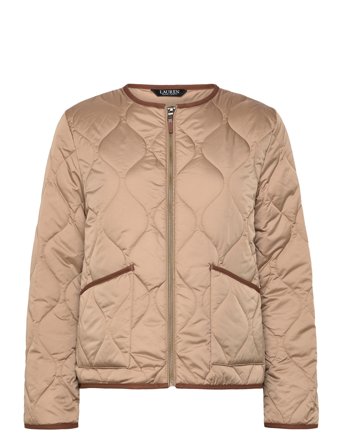 Lauren Ralph Lauren Twill-Trim Onion-Quilted Jacket - Beige - M
