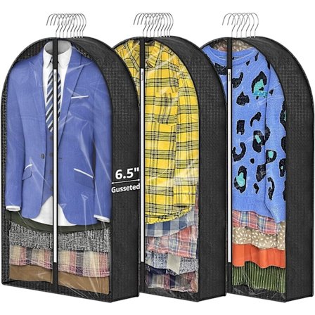 3-pack klädöverdrag med veck för hängande förvaring
