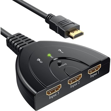 HDMI Switch, GANA Guldbelagt 3-Port HDMI Switch/HDMI Splitter/Understøtter Full HD1080p/3D med Højhastighedskabel