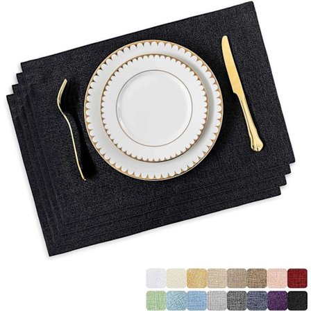 Set med 4 värmetåliga matbordstabletter i tyg, ljusa linne