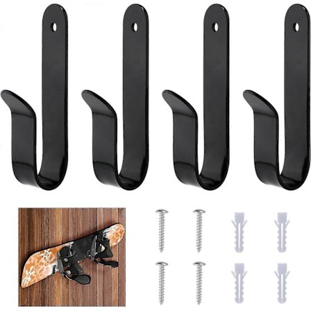 4 stk. Horisontale Snowboard Display Stativ, Veggfeste Klemmer Plassbesparende Design (FMY)