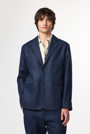 NN.07 Timo 1454 Blazer Herre Blå Hør