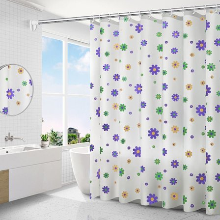 Hurtig tørkende dusjforheng 180x200cm Liten blomsterdesign, maskinvaskbar vanntett polyester stoff dusjforheng, baderom gardiner