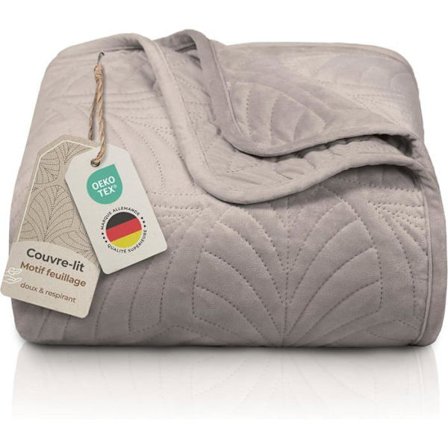 Gräfenstrayn Överkast 240x260 cm Taupe Bladmönster Mjuk