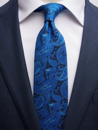 John Henric Men's Blue Tie Paisley Size 7,5
