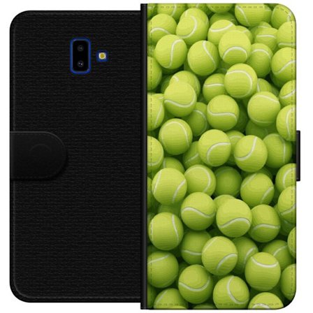 Kompatibel Tegnebogsetui til Samsung Samsung Galaxy J6+ Mønster af grønne tennisbolde i høj detalje, sporty motiv med gentagende tekstur og stærke
