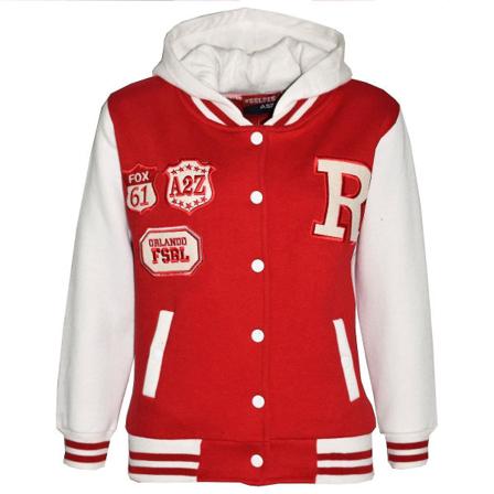 Unisex baseball røde jakker i kontrastfarge 11-12 Years