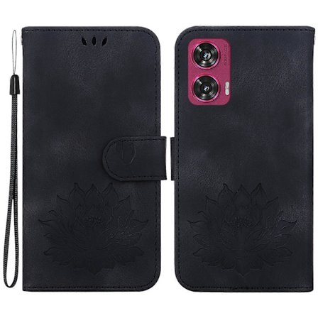 For Motorola Edge 50 Fusion 5G Lotus Mønster Lær Lommebok Etui Flip Cover