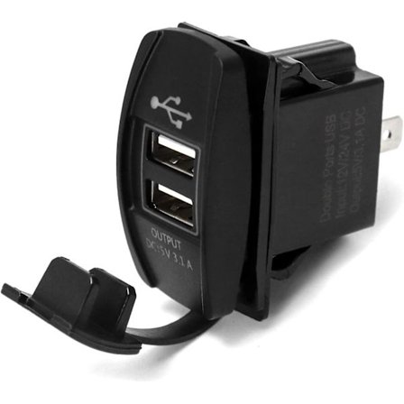 Dobbel USB-lader stikkontakt, vippebryter stil rask dobbel USB-lader for båter, yacht, ATV, speedbåter, RV (2 stk, svart pluss hvit, A