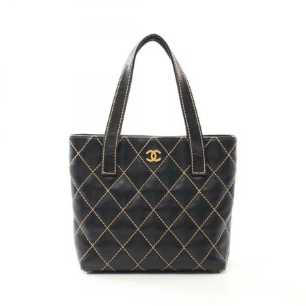 Chanel Vintage Pre-owned Tote Väska svart, Dam Vintage Väskor, Dam, Storlek: ONE SIZE