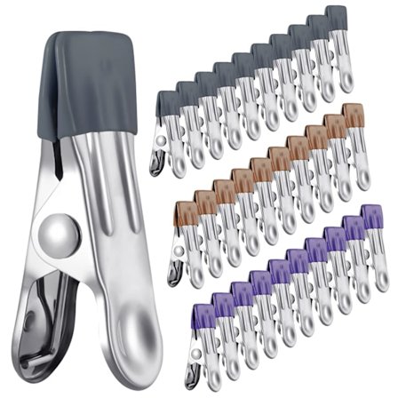 30 stk. rustfrit stål klemmer, skridsikre metal klemmer til vasketøj