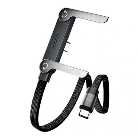 2-i-1 Usynlig Stativ Ladekabel, Multi Ladekabel med Type C Multi-Vinkel Justerbart Stativ, 240W Hurtiglading C til C