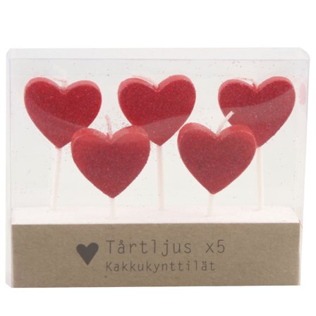 Kakkukynttilät Sydämet 5 kpl