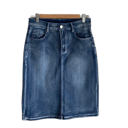 Blå jeanskjol med fickor