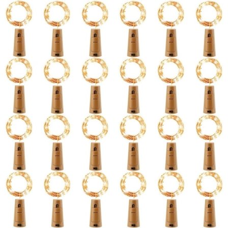 24 stk LED-batteridrevne flaskelamper, kobbertrådslys Batteridrevne vinflaskelamper med varm hvid kork