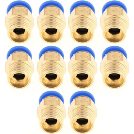 Push Fit-kontakter, 10 stk pneumatiske hurtigkoblinger adapter 8mm diameter gjenge 1 4bsp sett