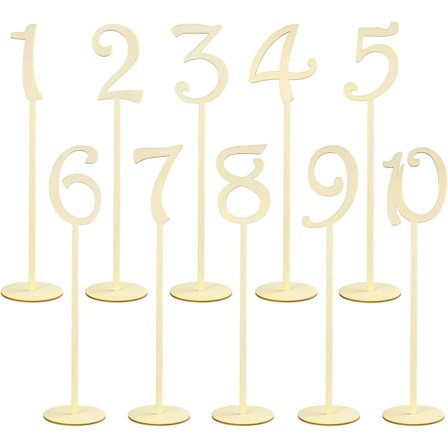 Puinen pöytänumero 1-10, puinen pöytänumero erikoismuodolla paikoille