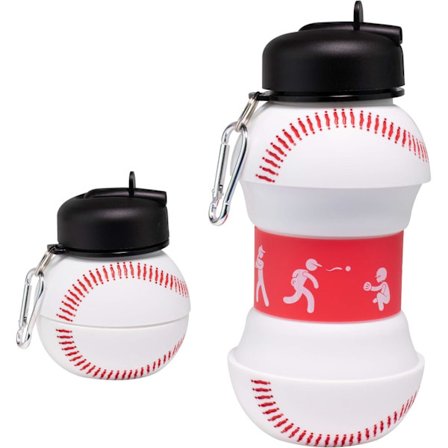 Clip-On Sammenleggbar BPA-fri Silikon Baseball Vannflaske for Barn, 532 ml