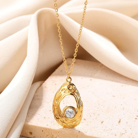 Guld färg Varm Sun Opal halsband Smycken Stainles