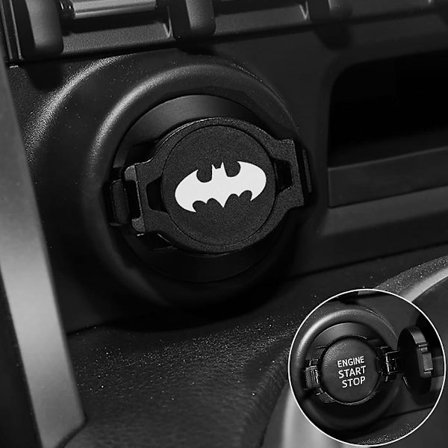 Startknapdæksel, bilmotorstart tilbehør, bilstartknapdæksel, dekorativt bildæksel til start-stop-knap, flip-top-design (flagermus)