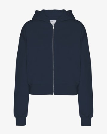 Organic Crop Zip Hood - Navy Blue