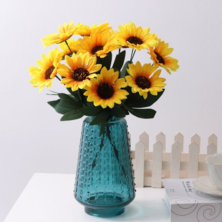 Simulering solros skandinavisk sätta en bukett solrosor bröllop hemfotografering golv solros 7 huvud solros