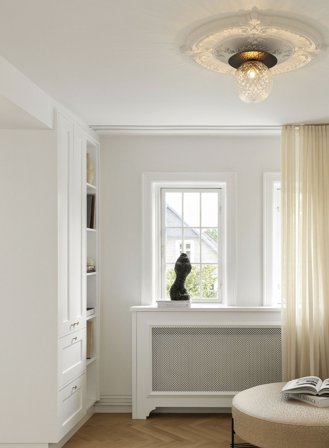 Liila 1 large tak/vegglampe - sort/optisk glass