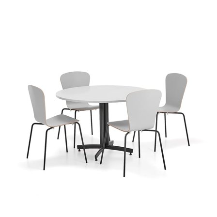 Zestaw mebli SANNA+MILLA PLUS, 1 stół i 4 krzesła, czarny/jasnoszary