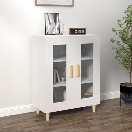 Vidaxl Skänk Vit Högglans 69,5x34x90 Cm Konstruerat Trä Vit