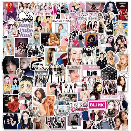100 st Blackpink Estetiska Kpop Klistermärken för Tjejer, Coola Trendiga Vattentäta Vinyl Klistermärken för Vattenflaskor Laptop Bagage Gitarr Journal