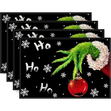 Dækkeservietter Sæt med 4 Glade Juledækkeservietter Vinter Nytår Juledekorationer og Hjem Køkken Bordartikler - 30 x 46 cm_qcx