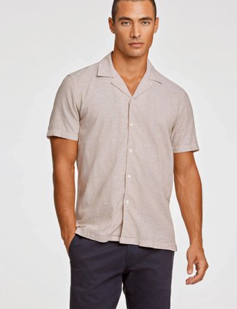 Lindbergh Casual Linen Blend Resort S/S - Beige - S